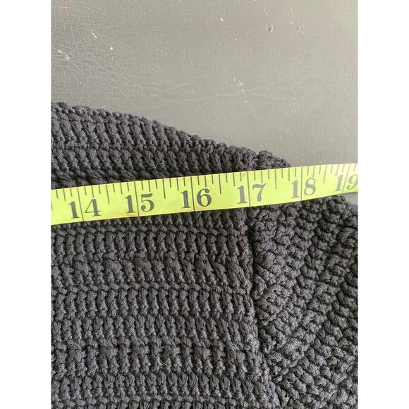 Vintage 90s Black Chunky Knit Cardigan Crochet Cottage Witchy Grandma Sweater XL - Picture 9 of 14